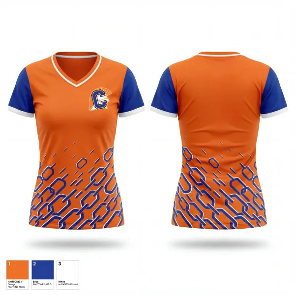 Womens Short Sleeve Vneck Shirt, Carolina Trojans Track & Field, Track & Field, Teamtime, Team time, sublimation, custom sports apparel, team uniforms, spirit wear, spiritwear, sports uniforms, custom shirts, team store, custom team store, fundraiser sports, apparel fundraiser