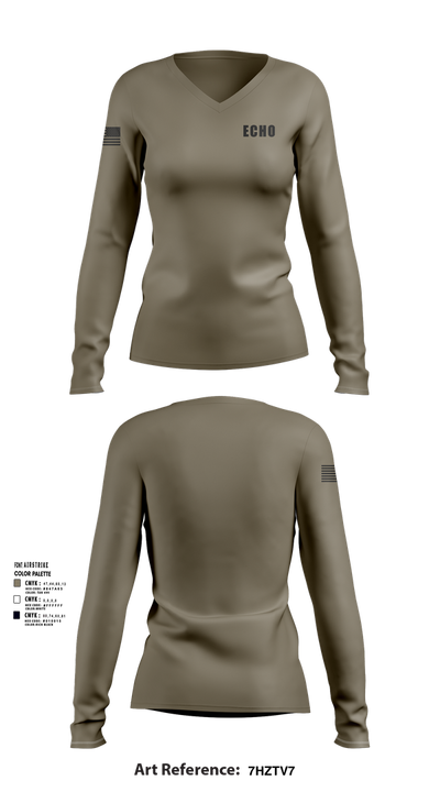 Echo 80419433 Women's Long Sleeve V-neck Shirt - 101