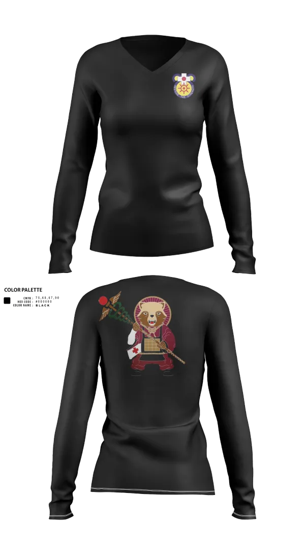 Womens Long Sleeve Vneck Shirt, MEDDAC-Japan, , Teamtime, Team time, sublimation, custom sports apparel, team uniforms, spirit wear, spiritwear, sports uniforms, custom shirts, team store, custom team store, fundraiser sports, apparel fundraiser