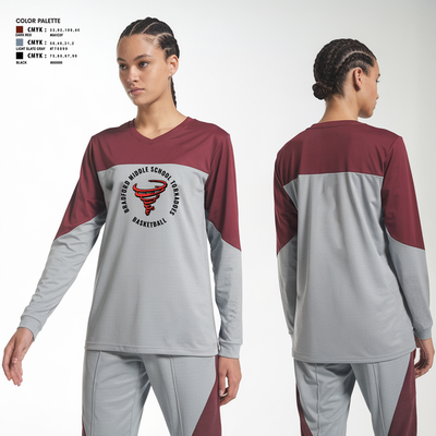 Bradford Middle School Tornadoes 47985476 Women's Long Sleeve V-neck Shirt - 2