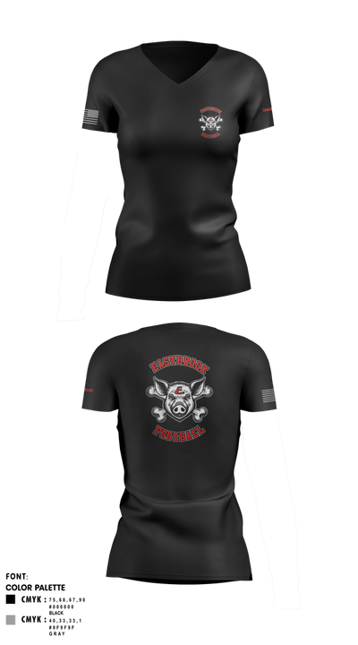Eastbrook Football 93243823 Women's Short Sleeve V-neck Shirt - 5