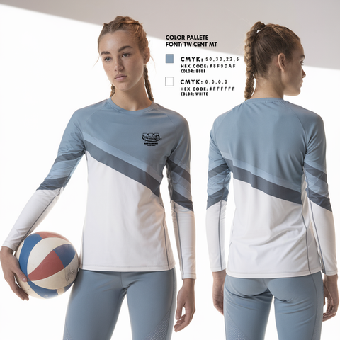 Womens Long Sleeve Vneck Shirt, Wakefield Bombers Volleyball, Women's Volleyball, Teamtime, Team time, sublimation, custom sports apparel, team uniforms, spirit wear, spiritwear, sports uniforms, custom shirts, team store, custom team store, fundraiser sports, apparel fundraiser
