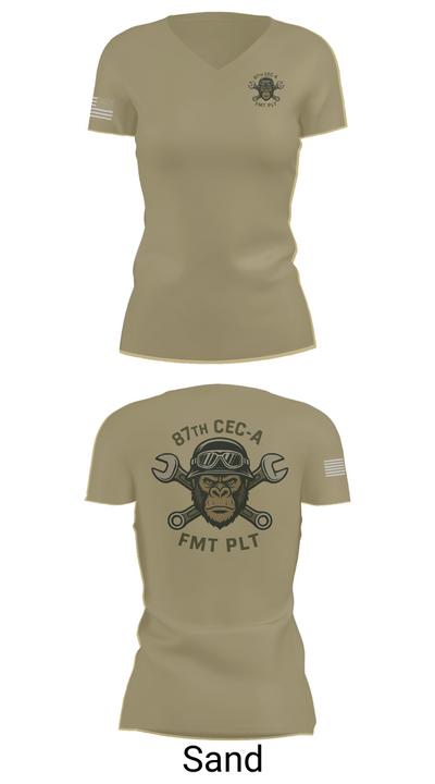 87th CEC-A FMT PLT 27162663 Women's Short Sleeve V-neck Shirt - 88