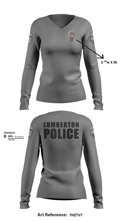 LUMBERTON POLICE 73149623 Women's Long Sleeve V-neck Shirt - 104