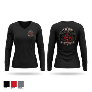 Womens Long Sleeve Vneck Shirt, Nmrtc tccc, EMS/EMT, Teamtime, Team time, sublimation, custom sports apparel, team uniforms, spirit wear, spiritwear, sports uniforms, custom shirts, team store, custom team store, fundraiser sports, apparel fundraiser