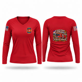 Womens Long Sleeve Vneck Shirt, Fort Detrick Forest Glen Federal Firefighters, Fire Department, Teamtime, Team time, sublimation, custom sports apparel, team uniforms, spirit wear, spiritwear, sports uniforms, custom shirts, team store, custom team store, fundraiser sports, apparel fundraiser
