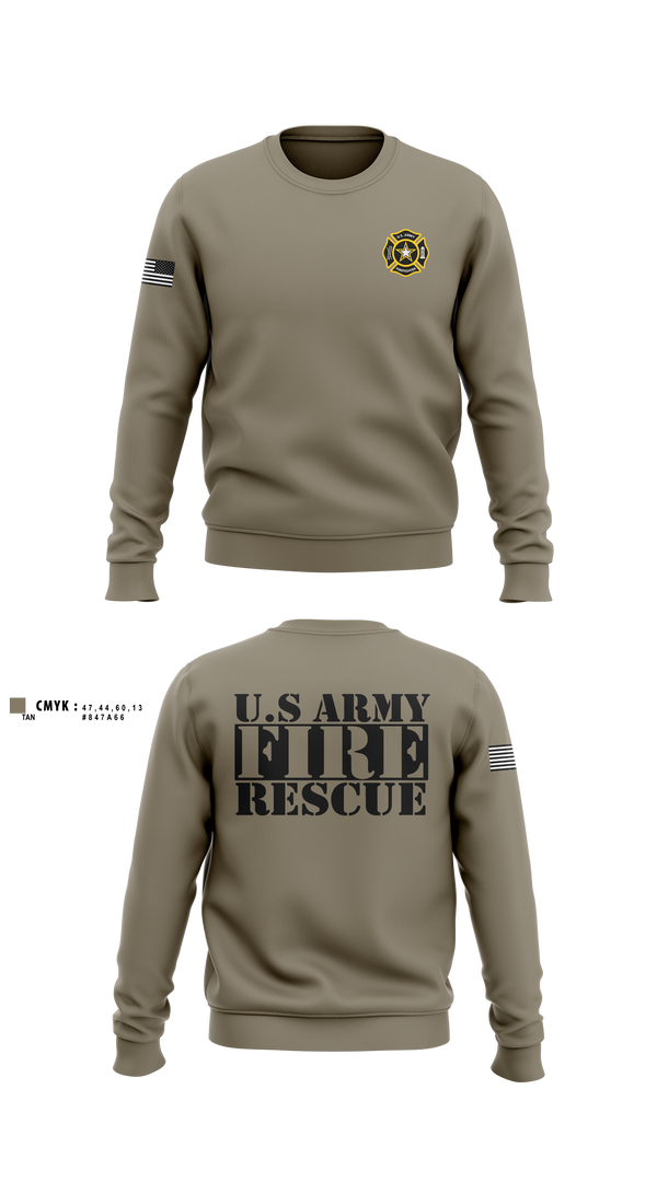 Crew Neck Sweatshirt, U. S. ARMY FIRE RESCUE, Army, Teamtime, Team time, sublimation, custom sports apparel, team uniforms, spirit wear, spiritwear, sports uniforms, custom shirts, team store, custom team store, fundraiser sports, apparel fundraiser