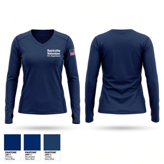 Womens Long Sleeve Vneck Shirt, Rockville Volunteer Fire Department, Fire Department, Teamtime, Team time, sublimation, custom sports apparel, team uniforms, spirit wear, spiritwear, sports uniforms, custom shirts, team store, custom team store, fundraiser sports, apparel fundraiser