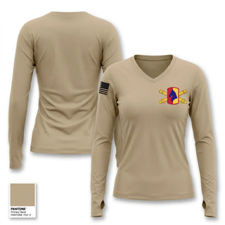 Womens Long Sleeve Vneck Shirt, 138th Fires Brigade, National Guard, Teamtime, Team time, sublimation, custom sports apparel, team uniforms, spirit wear, spiritwear, sports uniforms, custom shirts, team store, custom team store, fundraiser sports, apparel fundraiser
