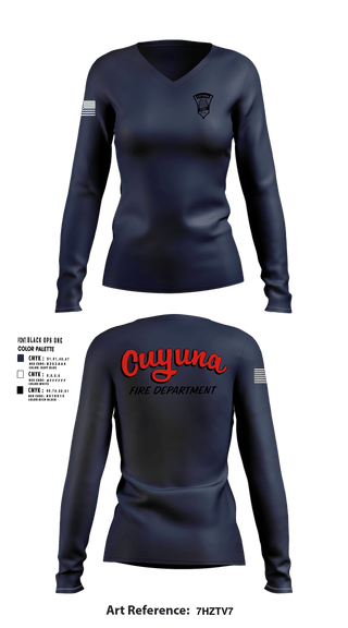 Womens Long Sleeve Vneck Shirt, Cuyuna Fire Department, Fire Department, Teamtime, Team time, sublimation, custom sports apparel, team uniforms, spirit wear, spiritwear, sports uniforms, custom shirts, team store, custom team store, fundraiser sports, apparel fundraiser