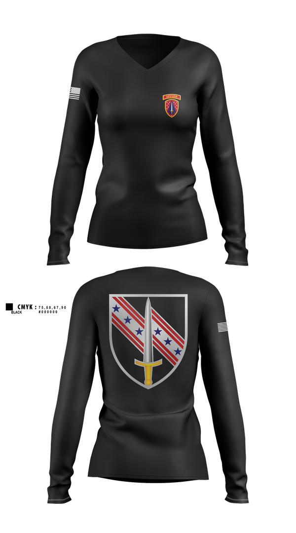 Womens Long Sleeve Vneck Shirt, 6/54th SFAB, National Guard, Teamtime, Team time, sublimation, custom sports apparel, team uniforms, spirit wear, spiritwear, sports uniforms, custom shirts, team store, custom team store, fundraiser sports, apparel fundraiser
