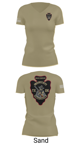 Womens Short Sleeve Vneck Shirt, B CO 1-114TH AVN S&S, Army, Teamtime, Team time, sublimation, custom sports apparel, team uniforms, spirit wear, spiritwear, sports uniforms, custom shirts, team store, custom team store, fundraiser sports, apparel fundraiser