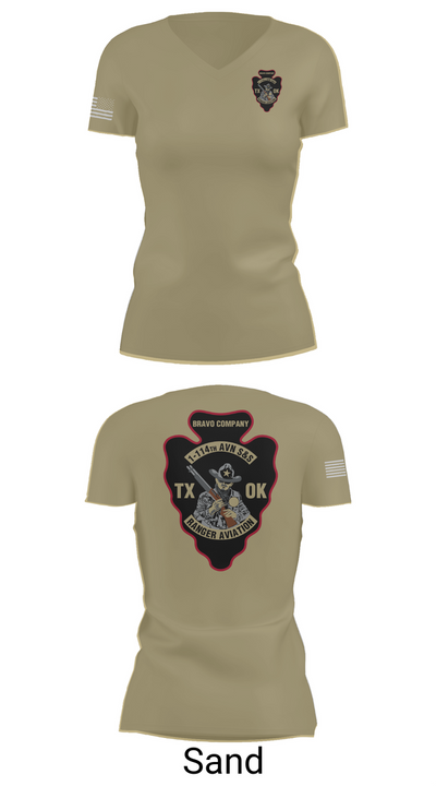 B CO 1-114TH AVN S&S 16112199 Women's Short Sleeve V-neck Shirt - 88