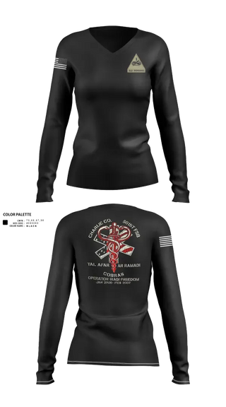 Womens Long Sleeve Vneck Shirt, Cobras, Army, Teamtime, Team time, sublimation, custom sports apparel, team uniforms, spirit wear, spiritwear, sports uniforms, custom shirts, team store, custom team store, fundraiser sports, apparel fundraiser