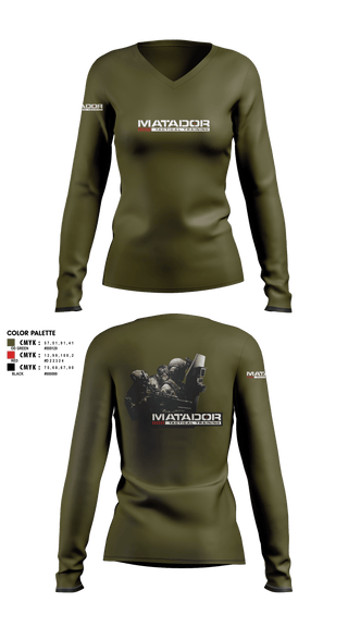 Women's Long Sleeve Vneck Shirt, Matador Tactical, , Teamtime, Team time, sublimation, custom sports apparel, team uniforms, spirit wear, spiritwear, sports uniforms, custom shirts, team store, custom team store, fundraiser sports, apparel fundraiser