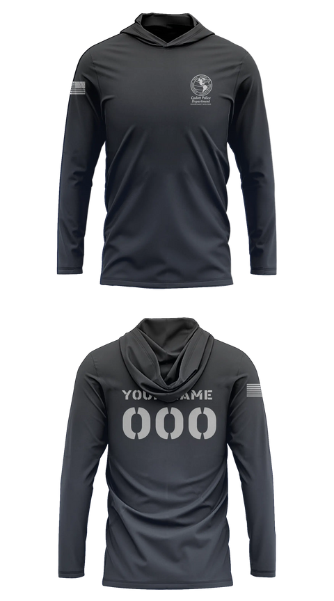 Long Sleeve hooded sunshirt, Cadott Police Department, Police, Teamtime, Team time, sublimation, custom sports apparel, team uniforms, spirit wear, spiritwear, sports uniforms, custom shirts, team store, custom team store, fundraiser sports, apparel fundraiser