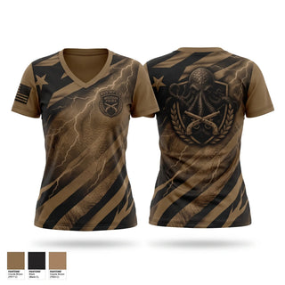 Womens Short Sleeve Vneck Shirt, 805th Military Police Company, Army, Teamtime, Team time, sublimation, custom sports apparel, team uniforms, spirit wear, spiritwear, sports uniforms, custom shirts, team store, custom team store, fundraiser sports, apparel fundraiser