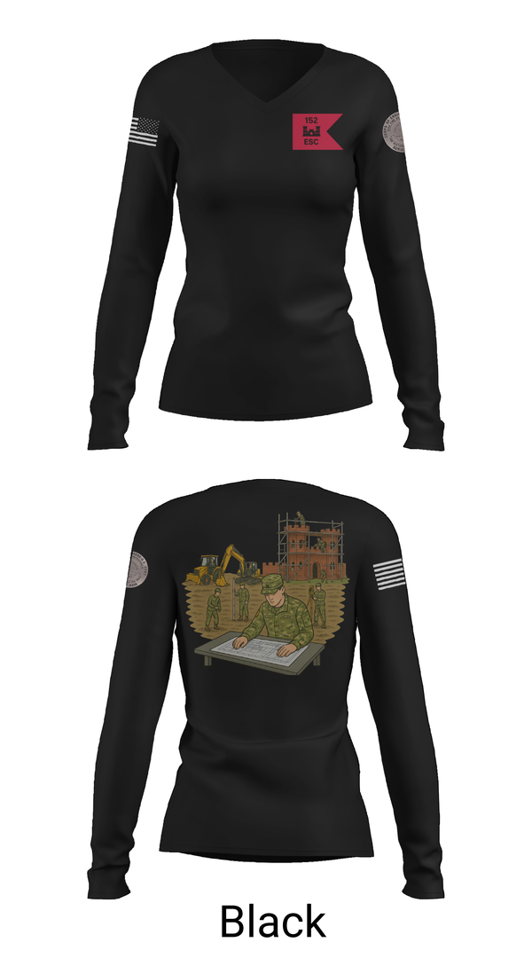 Womens Long Sleeve Vneck Shirt, 152, Army, Teamtime, Team time, sublimation, custom sports apparel, team uniforms, spirit wear, spiritwear, sports uniforms, custom shirts, team store, custom team store, fundraiser sports, apparel fundraiser