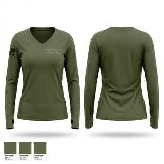 Womens Long Sleeve Vneck Shirt, Homeland Security & Intelligence Unit, Police, Teamtime, Team time, sublimation, custom sports apparel, team uniforms, spirit wear, spiritwear, sports uniforms, custom shirts, team store, custom team store, fundraiser sports, apparel fundraiser