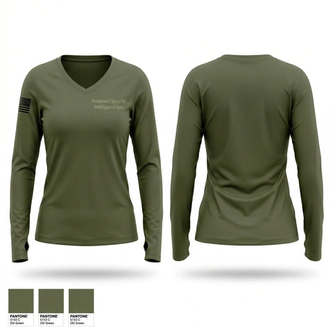 Womens Long Sleeve Vneck Shirt, Homeland Security & Intelligence Unit, Police, Teamtime, Team time, sublimation, custom sports apparel, team uniforms, spirit wear, spiritwear, sports uniforms, custom shirts, team store, custom team store, fundraiser sports, apparel fundraiser