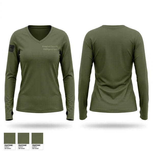 Womens Long Sleeve Vneck Shirt, Homeland Security & Intelligence Unit, Police, Teamtime, Team time, sublimation, custom sports apparel, team uniforms, spirit wear, spiritwear, sports uniforms, custom shirts, team store, custom team store, fundraiser sports, apparel fundraiser