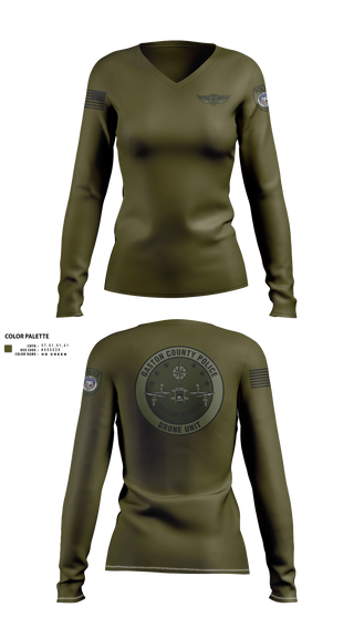 Womens Long Sleeve Vneck Shirt, Drone Unit, Police, Teamtime, Team time, sublimation, custom sports apparel, team uniforms, spirit wear, spiritwear, sports uniforms, custom shirts, team store, custom team store, fundraiser sports, apparel fundraiser