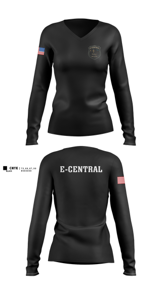 Womens Long Sleeve Vneck Shirt, PWCPD E Central, Police, Teamtime, Team time, sublimation, custom sports apparel, team uniforms, spirit wear, spiritwear, sports uniforms, custom shirts, team store, custom team store, fundraiser sports, apparel fundraiser
