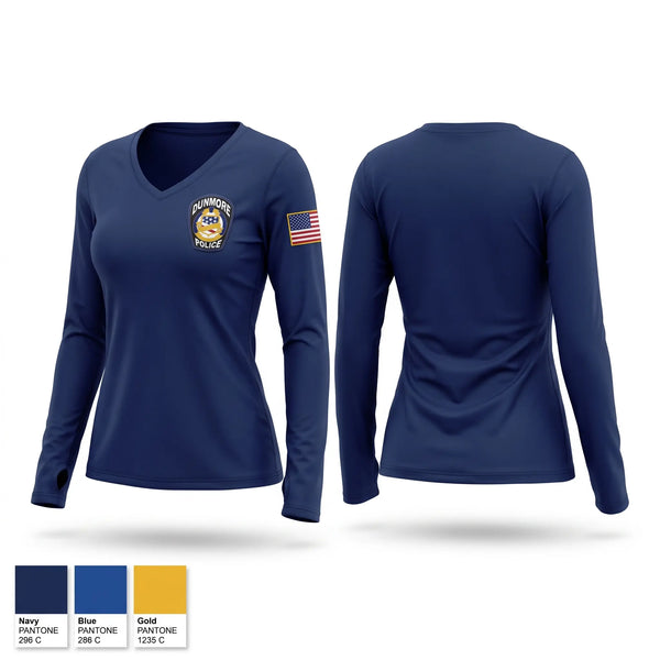 Womens Long Sleeve Vneck Shirt, Dunmore Police Department, Police, Teamtime, Team time, sublimation, custom sports apparel, team uniforms, spirit wear, spiritwear, sports uniforms, custom shirts, team store, custom team store, fundraiser sports, apparel fundraiser
