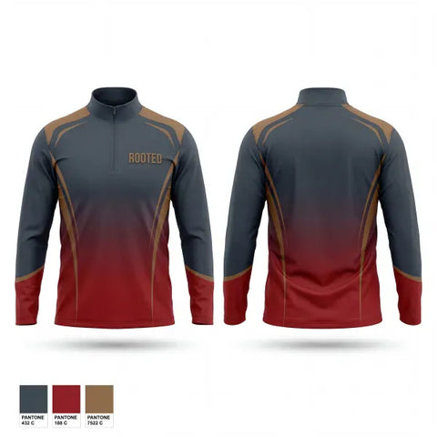 Quarter Zip Jacket, ROOTED, Baseball, Teamtime, Team time, sublimation, custom sports apparel, team uniforms, spirit wear, spiritwear, sports uniforms, custom shirts, team store, custom team store, fundraiser sports, apparel fundraiser