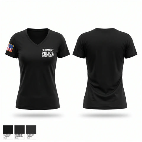 Womens Short Sleeve Vneck Shirt, Fairmont Police Department, Police, Teamtime, Team time, sublimation, custom sports apparel, team uniforms, spirit wear, spiritwear, sports uniforms, custom shirts, team store, custom team store, fundraiser sports, apparel fundraiser
