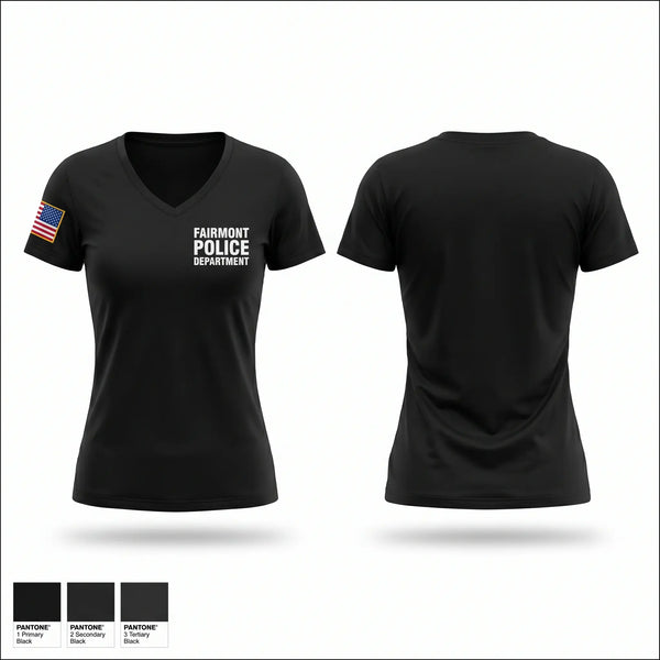 Womens Short Sleeve Vneck Shirt, Fairmont Police Department, Police, Teamtime, Team time, sublimation, custom sports apparel, team uniforms, spirit wear, spiritwear, sports uniforms, custom shirts, team store, custom team store, fundraiser sports, apparel fundraiser