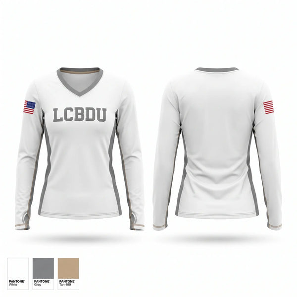 Womens Long Sleeve Vneck Shirt, LCBDU, Police, Teamtime, Team time, sublimation, custom sports apparel, team uniforms, spirit wear, spiritwear, sports uniforms, custom shirts, team store, custom team store, fundraiser sports, apparel fundraiser