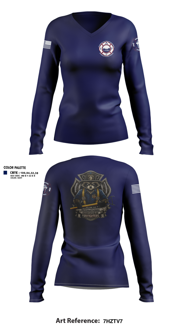 Womens Long Sleeve Vneck Shirt, Sheridan fire district, Fire Department, Teamtime, Team time, sublimation, custom sports apparel, team uniforms, spirit wear, spiritwear, sports uniforms, custom shirts, team store, custom team store, fundraiser sports, apparel fundraiser