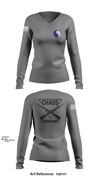 Womens Long Sleeve Vneck Shirt, C-Co 1/116 29th IN BDE, , Teamtime, Team time, sublimation, custom sports apparel, team uniforms, spirit wear, spiritwear, sports uniforms, custom shirts, team store, custom team store, fundraiser sports, apparel fundraiser
