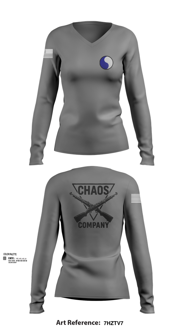 Womens Long Sleeve Vneck Shirt, C-Co 1/116 29th IN BDE, , Teamtime, Team time, sublimation, custom sports apparel, team uniforms, spirit wear, spiritwear, sports uniforms, custom shirts, team store, custom team store, fundraiser sports, apparel fundraiser