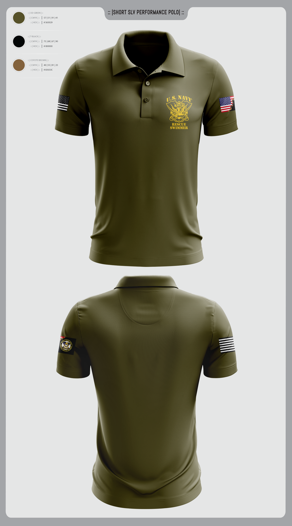 Short Sleeve Performance Polo, Aircrew Rescue Swimmer, , Teamtime, Team time, sublimation, custom sports apparel, team uniforms, spirit wear, spiritwear, sports uniforms, custom shirts, team store, custom team store, fundraiser sports, apparel fundraiser