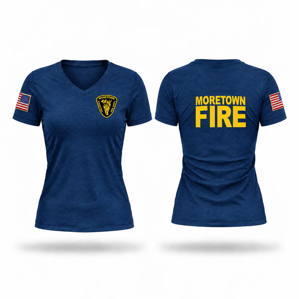 Moretown fire Women's Short Sleeve V-neck Shirt - 1