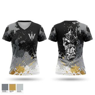 Womens Short Sleeve Vneck Shirt, Warriors lair, , Teamtime, Team time, sublimation, custom sports apparel, team uniforms, spirit wear, spiritwear, sports uniforms, custom shirts, team store, custom team store, fundraiser sports, apparel fundraiser