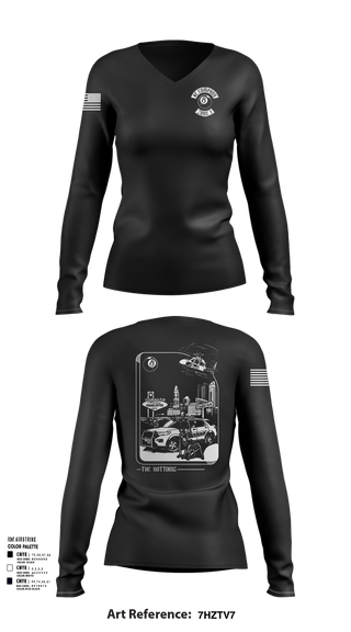 Womens Long Sleeve Vneck Shirt, Columbus Division of Police- 8C Company, , Teamtime, Team time, sublimation, custom sports apparel, team uniforms, spirit wear, spiritwear, sports uniforms, custom shirts, team store, custom team store, fundraiser sports, apparel fundraiser