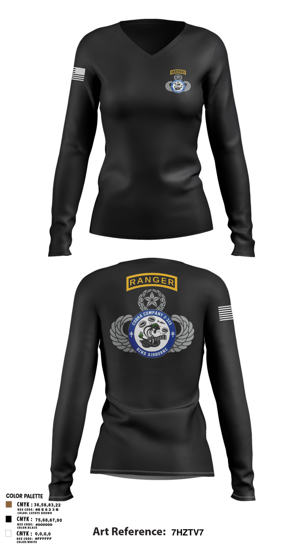 Womens Long Sleeve Vneck Shirt, Cobra Company, , Teamtime, Team time, sublimation, custom sports apparel, team uniforms, spirit wear, spiritwear, sports uniforms, custom shirts, team store, custom team store, fundraiser sports, apparel fundraiser