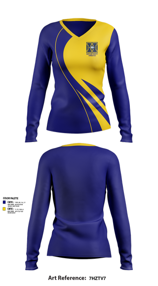 Womens Long Sleeve Vneck Shirt, Hartland Varsity Gymnastics, Spirit Store, Teamtime, Team time, sublimation, custom sports apparel, team uniforms, spirit wear, spiritwear, sports uniforms, custom shirts, team store, custom team store, fundraiser sports, apparel fundraiser