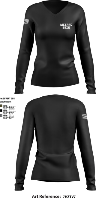 Womens Long Sleeve Vneck Shirt, MCIPAC Brig, , Teamtime, Team time, sublimation, custom sports apparel, team uniforms, spirit wear, spiritwear, sports uniforms, custom shirts, team store, custom team store, fundraiser sports, apparel fundraiser