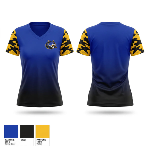 Womens Short Sleeve Vneck Shirt, Dr. Henry A Wise Jr. High School, Track & Field, Teamtime, Team time, sublimation, custom sports apparel, team uniforms, spirit wear, spiritwear, sports uniforms, custom shirts, team store, custom team store, fundraiser sports, apparel fundraiser
