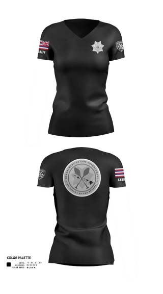Womens Short Sleeve Vneck Shirt, Hawai’i Department of Law Enforcement- Sheriff Division, Police, Teamtime, Team time, sublimation, custom sports apparel, team uniforms, spirit wear, spiritwear, sports uniforms, custom shirts, team store, custom team store, fundraiser sports, apparel fundraiser