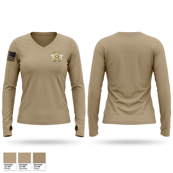 Womens Long Sleeve Vneck Shirt, FULTON COUNTY SHERIFF, Police, Teamtime, Team time, sublimation, custom sports apparel, team uniforms, spirit wear, spiritwear, sports uniforms, custom shirts, team store, custom team store, fundraiser sports, apparel fundraiser