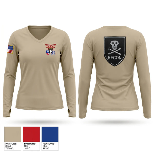 Womens Long Sleeve Vneck Shirt, Recon plt 187th combat brigade team, Army, Teamtime, Team time, sublimation, custom sports apparel, team uniforms, spirit wear, spiritwear, sports uniforms, custom shirts, team store, custom team store, fundraiser sports, apparel fundraiser