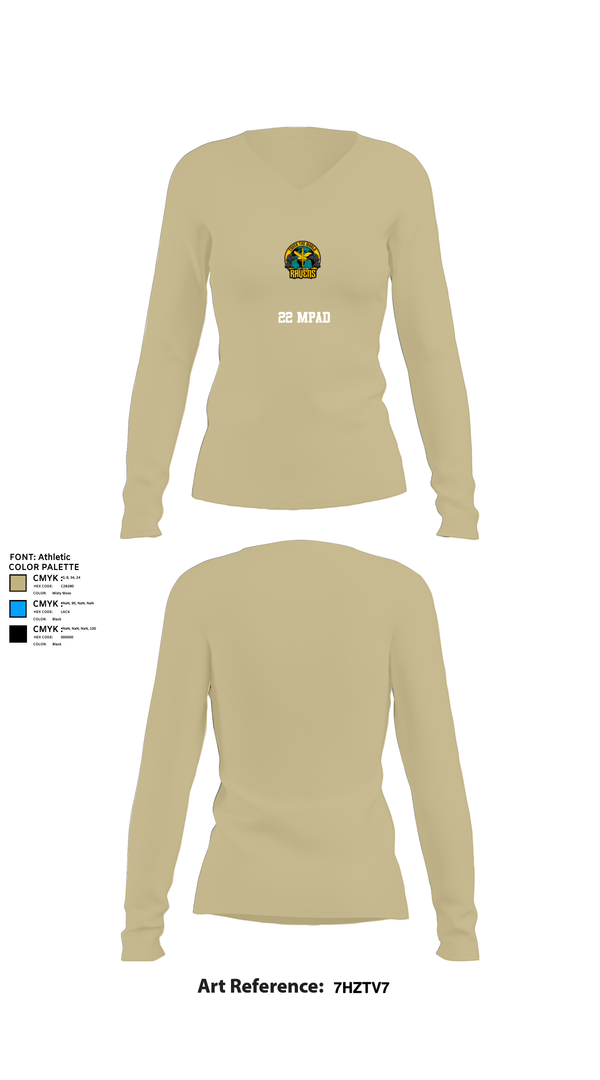 Womens Long Sleeve Vneck Shirt, 22 MPAD, , Teamtime, Team time, sublimation, custom sports apparel, team uniforms, spirit wear, spiritwear, sports uniforms, custom shirts, team store, custom team store, fundraiser sports, apparel fundraiser