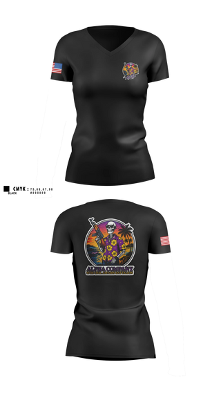 Womens Short Sleeve Vneck Shirt, Aloha 97th CA, Army, Teamtime, Team time, sublimation, custom sports apparel, team uniforms, spirit wear, spiritwear, sports uniforms, custom shirts, team store, custom team store, fundraiser sports, apparel fundraiser