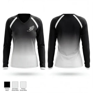 Womens Long Sleeve Vneck Shirt, Niagara Track & Field Club, Track & Field, Teamtime, Team time, sublimation, custom sports apparel, team uniforms, spirit wear, spiritwear, sports uniforms, custom shirts, team store, custom team store, fundraiser sports, apparel fundraiser