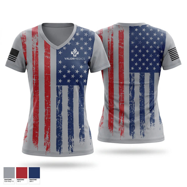 Womens Short Sleeve Vneck Shirt, Valor Medics, EMS/EMT, Teamtime, Team time, sublimation, custom sports apparel, team uniforms, spirit wear, spiritwear, sports uniforms, custom shirts, team store, custom team store, fundraiser sports, apparel fundraiser